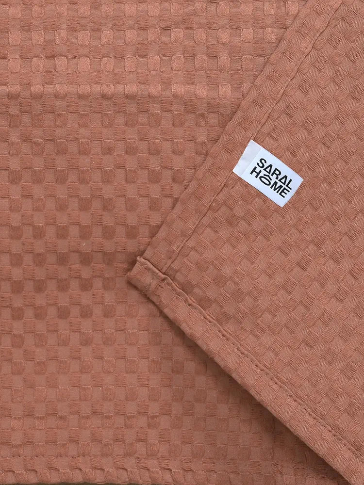Saral Home Brown 100% Cotton Unique Waffle Design Throw/Sofacover 
