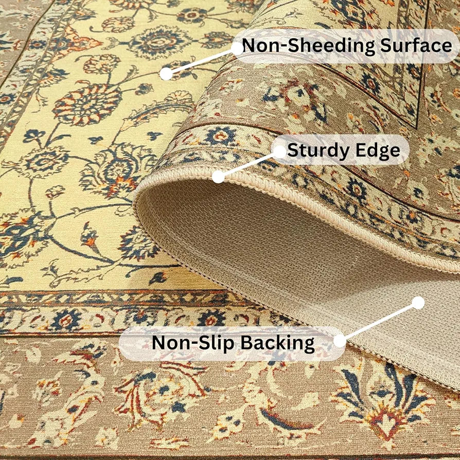 ishro home Premium Carpet for Hall, Bedroom, Living Room | Medallion Collectible Carpets | Anti Skid | Machine-Washable | Non-Shedding | Non- Fading | 