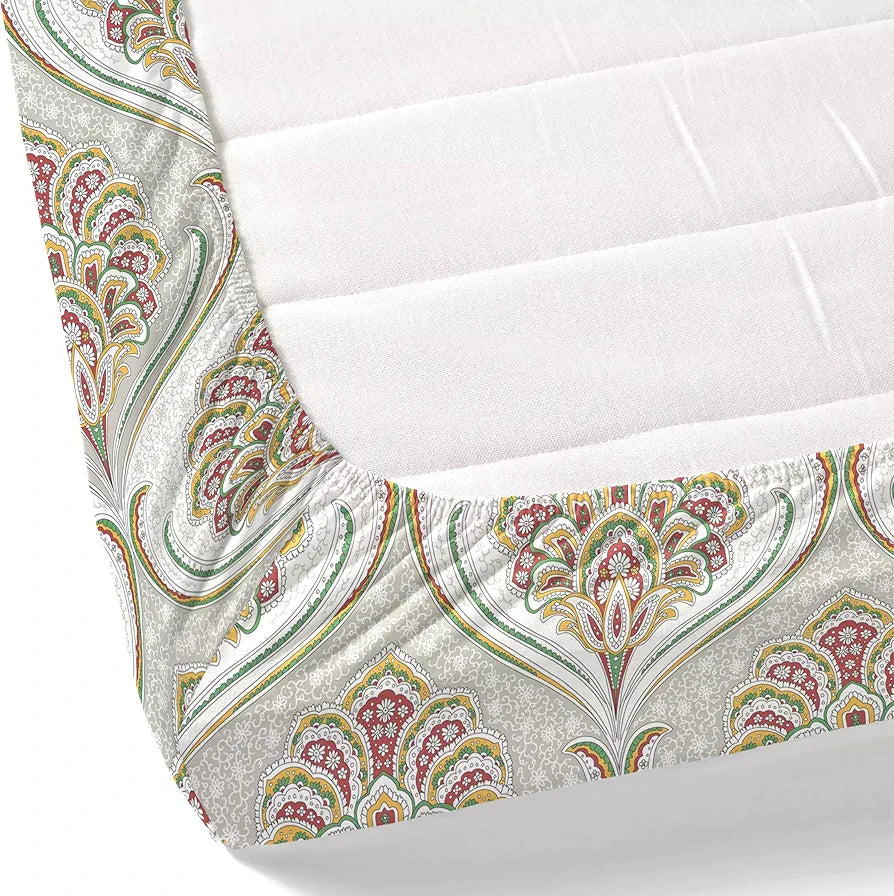 Dreamscape 100% Cotton King Fitted Printed Bedsheet with 2 Pillow Covers - 