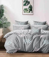 Cortina 140 Tc 100% Microfiber Printed Double Bedsheet Set With Two Pillow Case | 90x100 Inches | Leaf | Grey