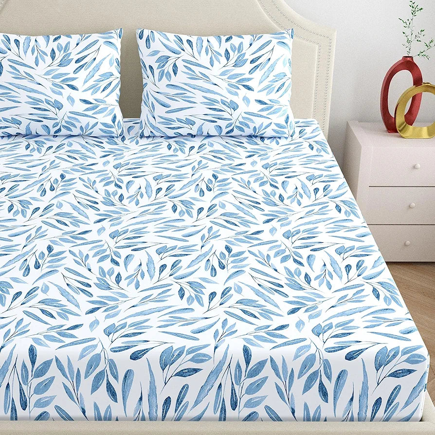 Dreamscape 100% Cotton Double Bedsheet with 2 Pillow Covers - 