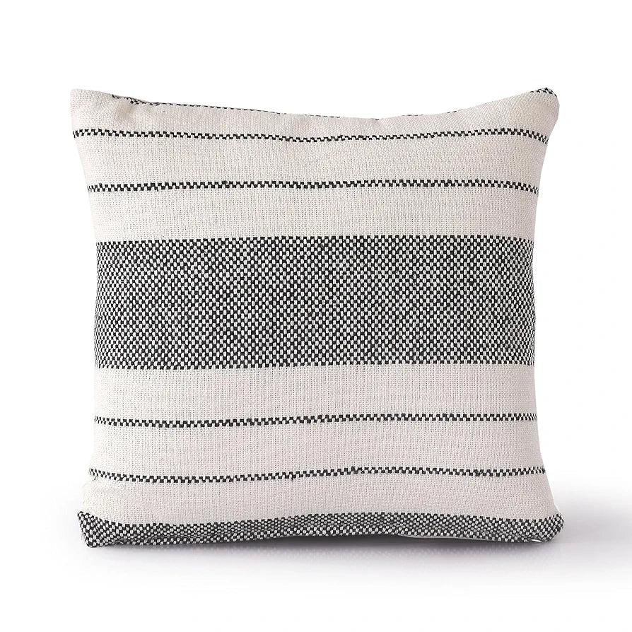SASHAA WORLD Exquisite Black Striped Elegance | Decorative Woven Cushion Cover | Cushion Cover for Living Room/Bed/Sofa/Chair | 40X40 Cm