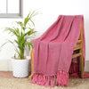 Cazimo Soft Cotton Throw Blanket with Tassel Fringes Soft Wrinkle & Fade Resistant All Seasons