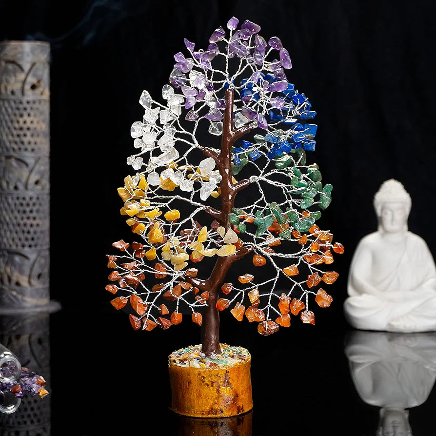 ZAICUS Seven Chakra Gemstone Tree Crystal Tree of Life Feng Shui Good Luck, Wealth & Prosperity Stones Spiritual Gift Home Decorations 10-12 Inch