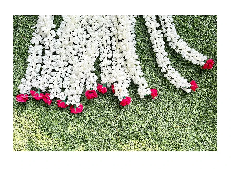 SPHINX Artificial Jasmine Buds  & Rose Strings Garlands for Festivals Pooja Wedding Housewarming Diwali Decorations Approx 2.5 ft/30 Inches  - 