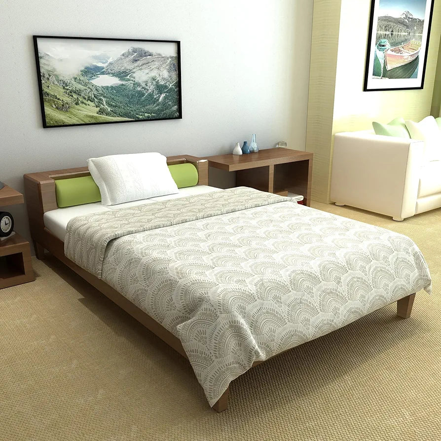 Divine Casa 120 GSM Microfiber Single Bed Comforter | Soft & Lightweight Reversible AC Blanket | All-Season 3-Layered Quilt | 230 x 140 cm, Wheat