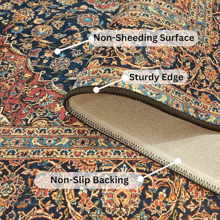 ishro home Premium Carpet for Hall, Bedroom, Living Room | Medallion Collectible Carpets | Anti Skid | Machine-Washable | Non-Shedding | Non- Fading | 