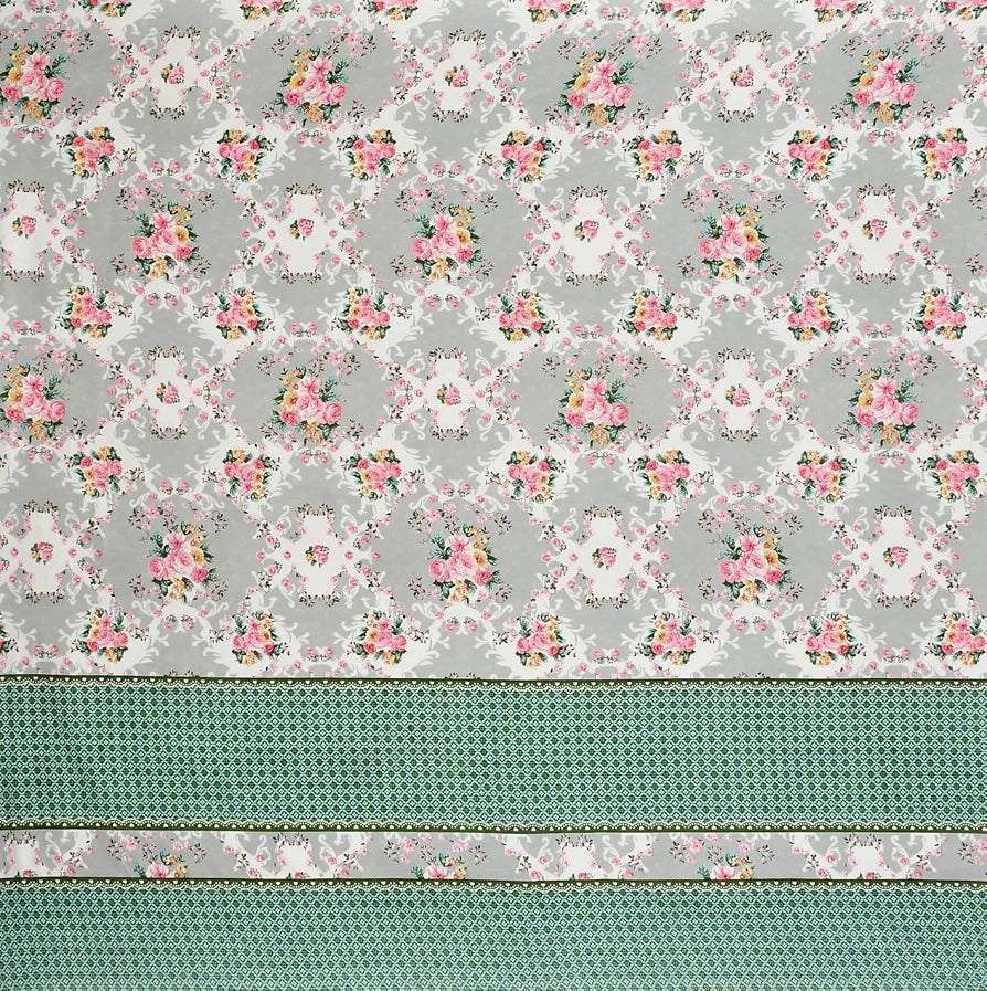 Homefab India 180 TC Microfiber Double BedSheet with 2 Pillow Covers -  -Green, Grey, Floral