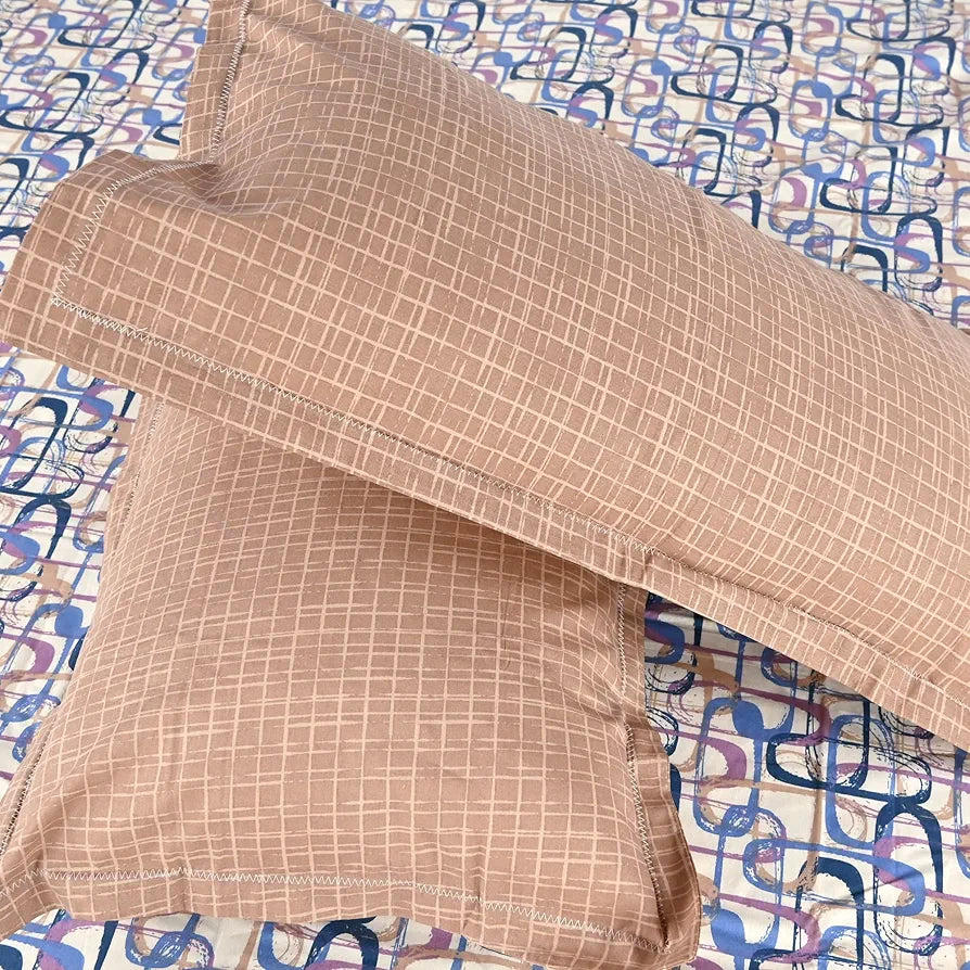 Divine Casa 144 TC 100% Pure Cotton Queen Size Double Bed Bedsheet with 2 Pillow Covers | Soft, Durable & All-Weather Comfortable Easy Care Sheet | Size 222 x 254 CM | Wavy Pattern | Charcoal Blue