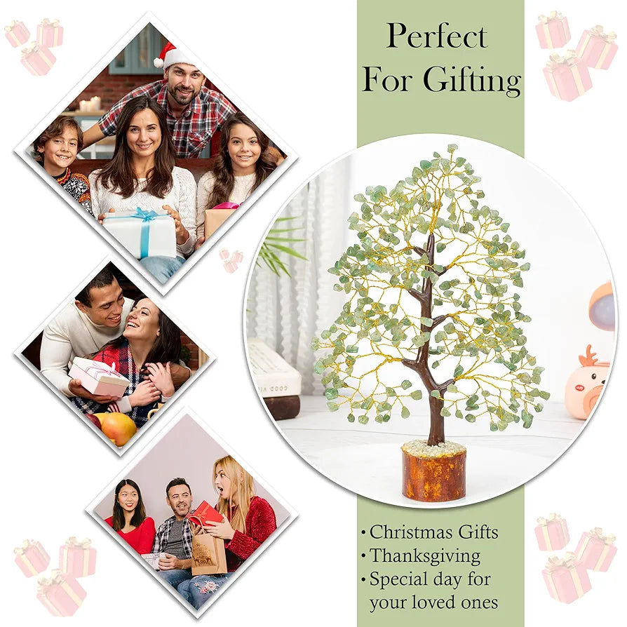 ZAICUS Green Jade Crystal Tree of Life - Healing Stones Money Handmade Trees for Spiritual & Gifts Meditation Accessories 