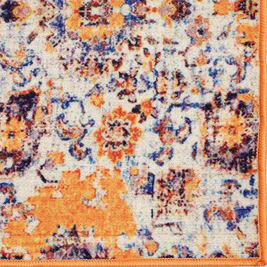 Status Contract Polyester Printed Vintage Persian Carpet Rug Runner with Anti Slip Backing, 5 x 7 Feet, Multicolour
