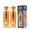 Indian Art Villa Pure Copper Water Bottle with Floral Vines Embossed Design (Pack of 2)