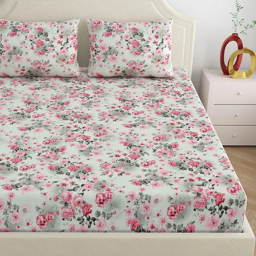 Dreamscape Microfiber Wrinkle & Fade Resistant Double Bedsheet with 2 Pillow Covers 