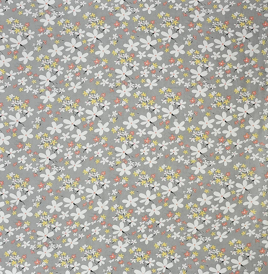 Homefab India 180 TC Microfiber Double BedSheet with 2 Pillow Covers -  - Light Grey, Floral