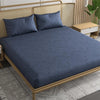 Trance Home Linen 100% Egyptian Cotton300TC Long Staple Jacquard Weave Bed Sheets Elastic Fitted Bedsheet Super Queen Bed Size with 2 Pillow Colour Blue