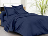 Trance Home Linen Zippered 100% Cotton 200TC Satin Stripe King Size Duvet Cover Quilt Cover Blanket Cover Razai Comforter Cover with 2 Pillow Covers Colour Dark Blue