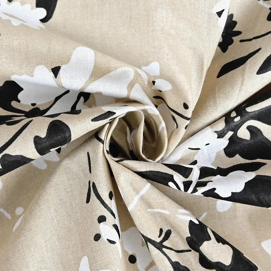 Divine Casa Bedsheet for Single Size Bed 144 TC Cotton Bedsheet for Single Size Bed with 1 Pillow Cover  Floral Beige Sunflower Cotton Bedsheet