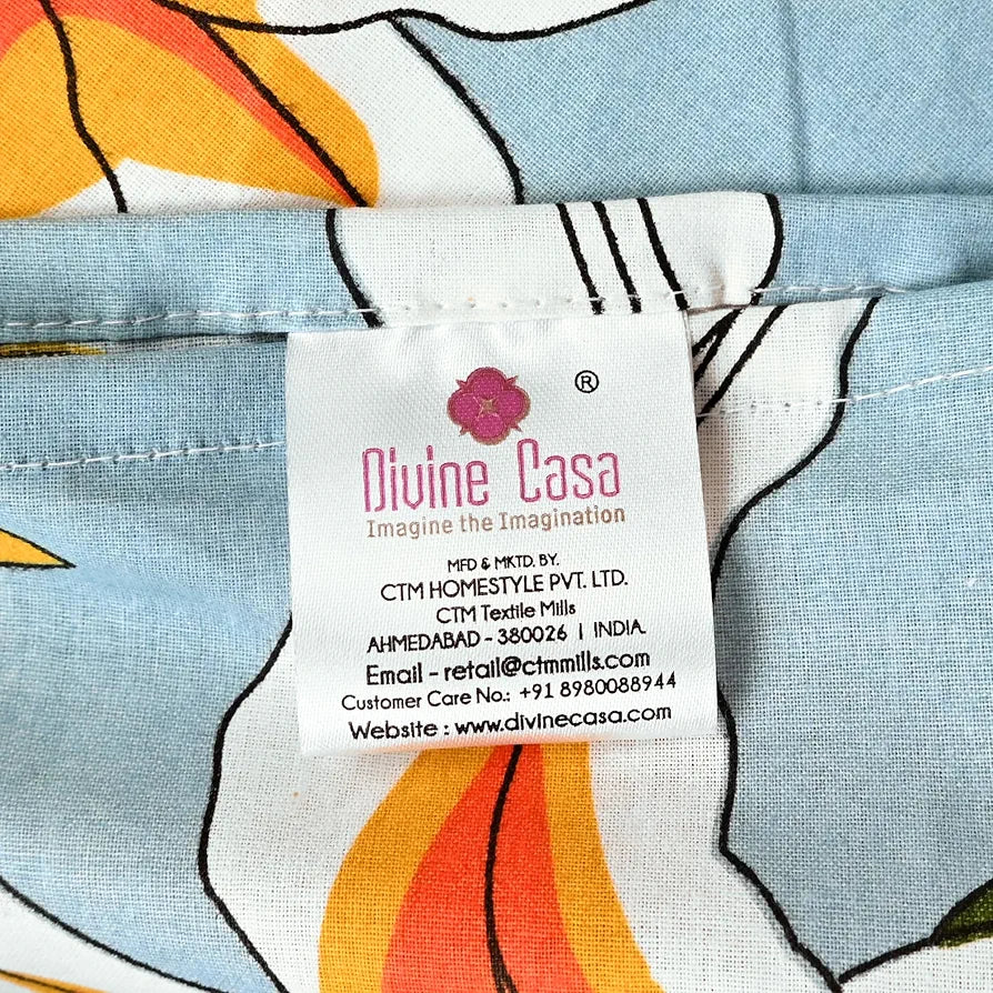 Divine Casa 100% Cotton Bedsheet for Single Bed, 144 TC Bedsheet Single Size Bed Cotton with 1 Pillow Cover 