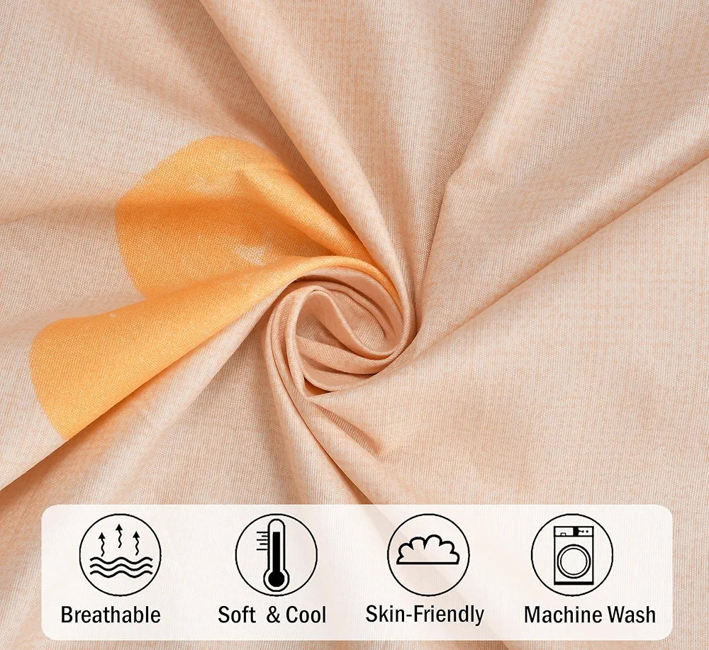 FRESH FROM LOOM Floral Print 240 TC King Size Fitted Bedsheet Set - Microfiber, Anti Fade, Includes 2 Pillow Covers  | Heart-Brown)