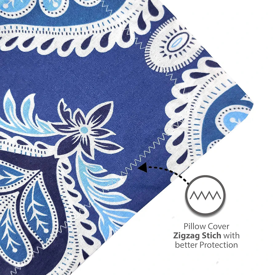 Divine Casa 144 TC 100% Cotton Double Bedsheet with 2 Pillow Covers | Skin-Friendly Fabric for Everyday Comfort | 254 X 222 CM | Floral Pattern | Dazzling Blue