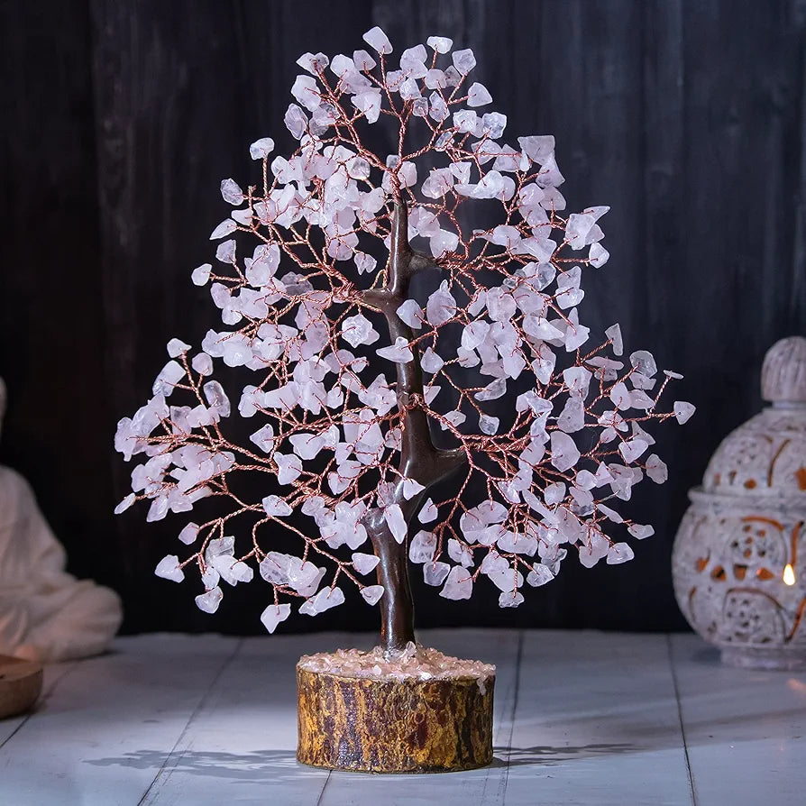 BEZAVO Rose Quartz Crystal Feng Shui Tree | Healing & Love Energy Tree for Home & Office | Unique Decor for Living Room & Hall | Ideal Gift for Men & Women – Housewarming, Wedding 