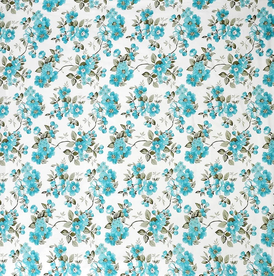 Homefab India 180 TC Microfiber Double BedSheet with 2 Pillow Covers -  - Aqua, White, Floral