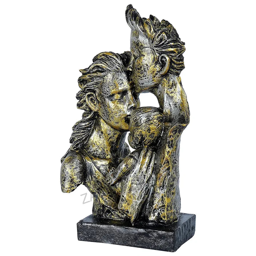 zart Mother & Father With Child Love Statue Showpiece For Home Decor & Gifting, 4.2 x 6 Centimeters, Copper