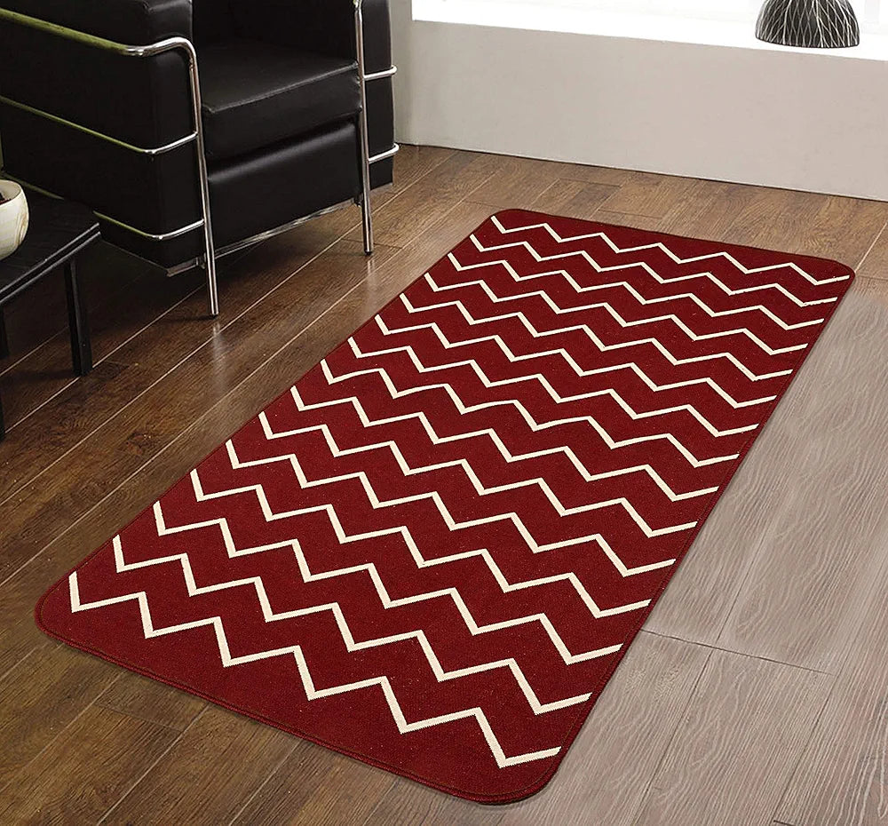 Saral Home Zig-Zag Designer Soft Cotton Durable & Washable Multipurpose Runner for Home/Kitchen/Living Area/Lobby/Office with Anti Skid Backing 