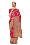 Monjolika Fashion Women's Banarasi Silk Blend Magenta Color & Woven Saree With Unsttiched Blouse Piece