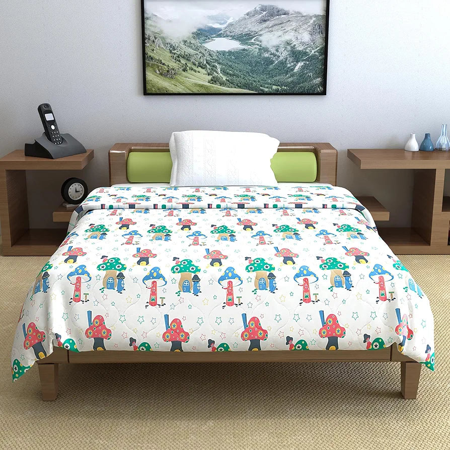 Divine Casa 120 GSM Cotton Single Bed Comforter | Soft & Lightweight Reversible All-Season Blanket | Cozy & Breathable Bedding for Adults | 230x 145 cm, Bright White