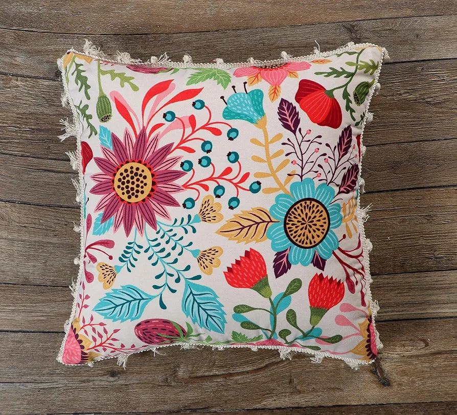 ishro home Premium Cushion Cover Set of 1 | Cushion Cover 16 inch x 16 inch – Soft European Standard Fabric, Frill Design, Machine Washable | 