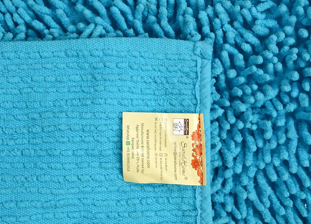 SARAL HOME EASY LIVING Saral Home Cotton Shaggy Anti-Skid Rectangular Carpet 