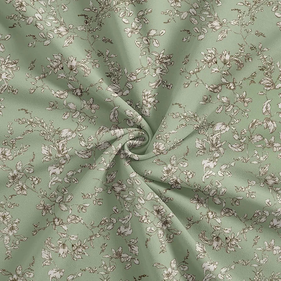 Trance Home Linen 100% Percale Cotton 210 TC Bedsheet | Queen Size Printed Fitted Bedspread with 2 Pillow Covers 