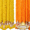 Marigold Artificial Flowers for Decoration Long Garland 5 Feet Long 5 Pcs Y+B