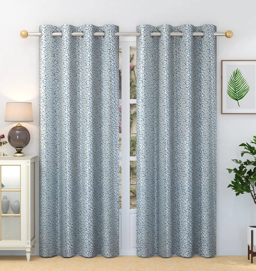 Homefab India 1 Piece Polyester Eyelet Long Door Curtain - 9 feet, Blue, Room Darkening Curtains