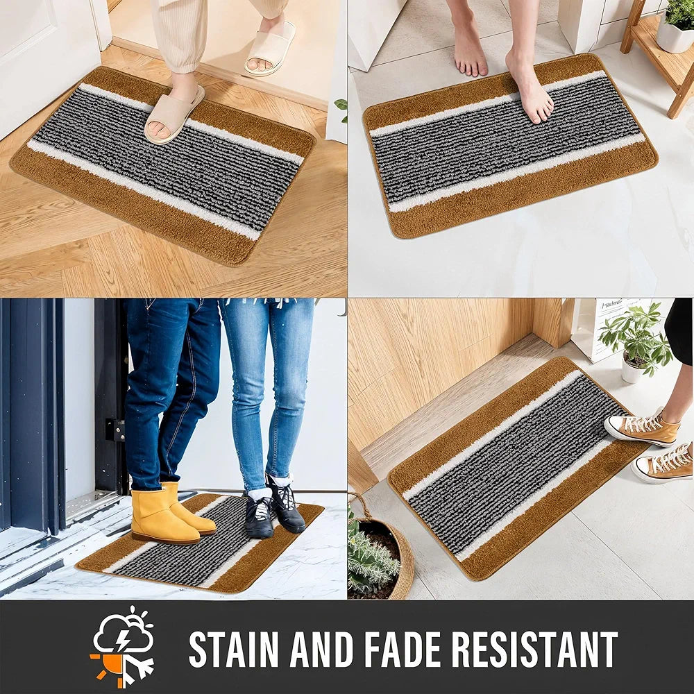 Kuber Industries 16x24 Inch Anti-Skid Water-Absorbent Door Mats for Home | Durable Main Entrance Footmats for Bathroom, Living Room & Office | Micro Wings Lining - Golden
