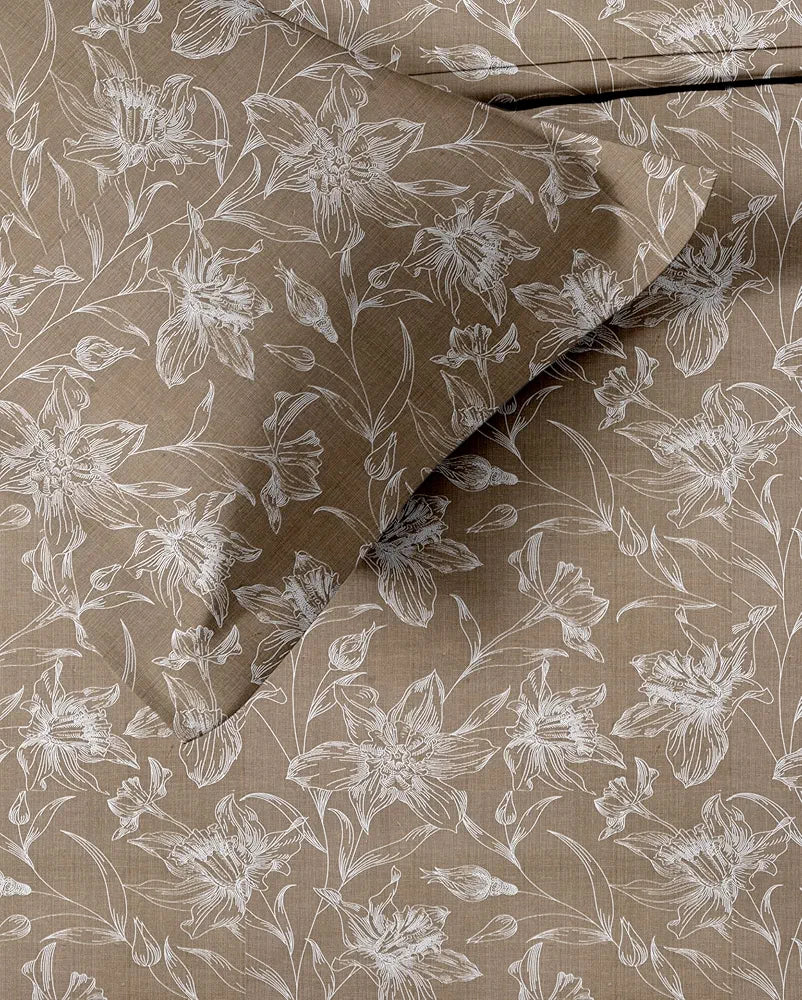 Trance Home Linen 100% Cotton 144TC Elastic Fitted Bedsheet | Printed Single Bed Size Elasticate Fitted Bedspread with 1 Pillow Cover 