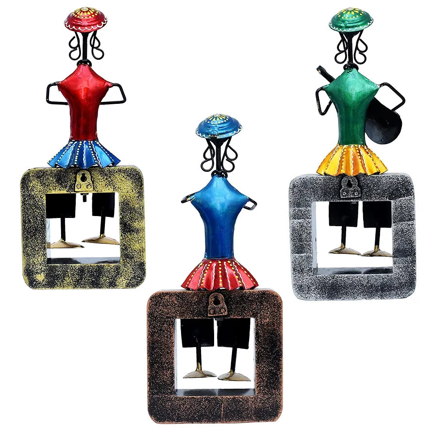 KRAFTSKALA Musician Dolls Wall Hanging Metal Showpieces Handmade Iron Home Decor Tabletop Statues for Living Room, Decorative Items for Home Wall, Festive Gifting, Housewarming Present