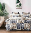 Cortina 140 Tc 100% Microfiber Printed Double Bedsheet Set With Two Pillow Case | 90x100 Inches | Grey/brown | Striped