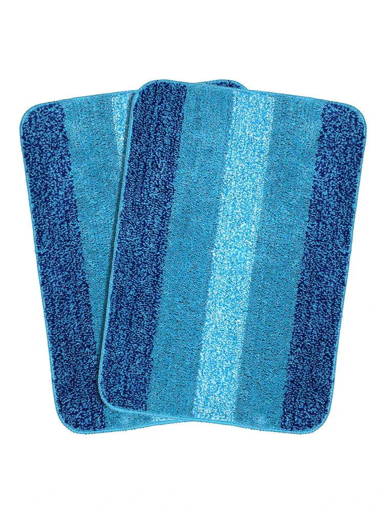 SARAL HOME EASY LIVING Microfiber Striped Rectangle Shaped Anti-Skid Bath Mats|Soft & Super Absorbent Mats for Shower|Washable, Non-Slip & Quick-Drying Mats, 50X70 CM|Pack of 2 