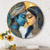 Livin'luxe Paintings Krishna and Radha Abstract Wall Painting with Frame - Sparkle Glossy Round Golden Framed Large
