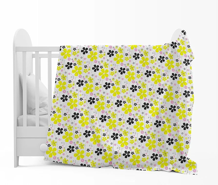 Divine Casa 120 GSM Microfiber Single Kids Dohar  | Soft & Lightweight Throw Blanket | Cozy & Breathable | All-Season Comfort | 140 x 100 CM | Floral Pattern | Tornado