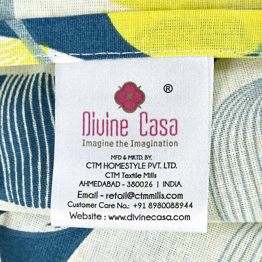 Divine Casa 144 TC Pure Cotton Double Bed Bedsheet with 2 Pillow Covers | Smooth & Comfortable for Daily Use | All-Weather Coziness & Bedroom Style | Size 222 x 254 CM | Mosaic Bloom | Yellow Blue