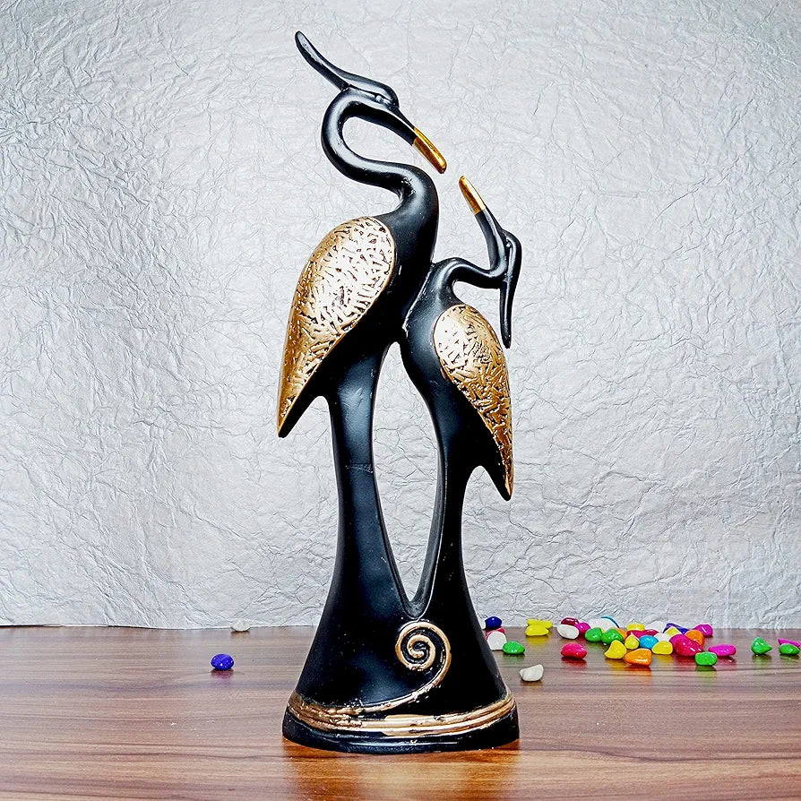 JAIPUR ACE Resin Paradise Pair of Kissing Swan Couple Statue Sculptures Showpieces Creative Abstract Design Art Figurine for Home Living Room Decorative Display 