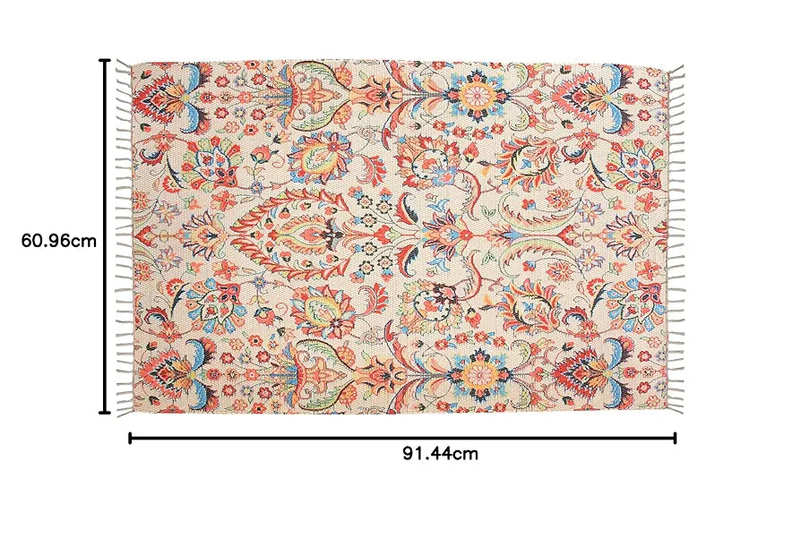 HOMADORN Handmade Sustainable Printed Modern Dhurrie/Rugs/Carpet upcycled from Scrap Fabric for Living Room/Bedside Runner for Enhanced Decor 