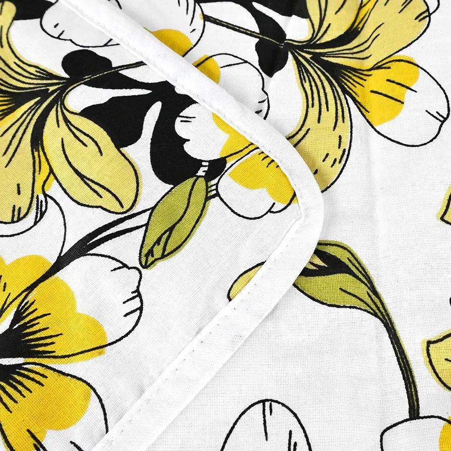 Divine Casa Floret 100% Cotton Single Kids Dohar | 120 GSM | Soft & Lightweight Throw Blanket | Cozy & Breathable Bedding | All-Season Comfort | 140 x 100 CM, Daffodil Yellow