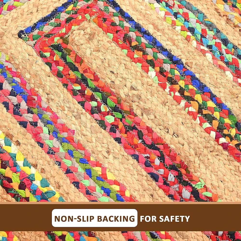 Kuber Industries 3x5 Feet Anti-Skid Satranji Jute Rug & Carpet for Home & Bedroom | Aesthetic Non-Slip Floor Rugs for Living Room | Yellow