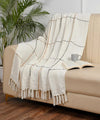 Sashaa World Natural Multi Grid Patterned Handwoven Cotton Throw Colour Natural/Multi