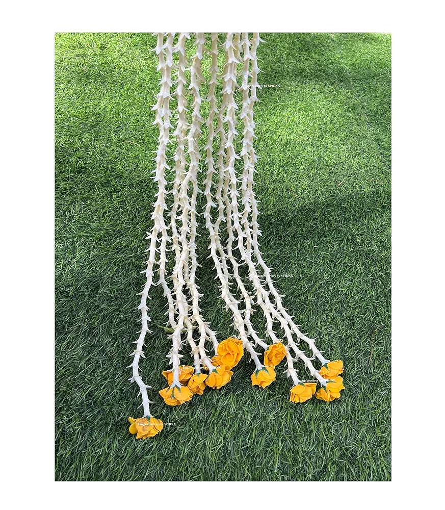 SPHINX Artificial rajnigandha Buds Rose Strings for Home Function Festive Decor Wedding haldi Ceremony Pooja Housewarming Decorations Approx 2.5 ft Height - 