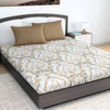 Divine Casa 144 TC King Size Bedsheet Set 100% Pure Cotton Fade Resistant 2 Pillow Covers Colour Ivory Gold